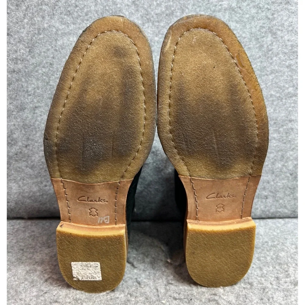 Clarks Mens Black Suede Chukka Desert Boots Lace Up Shoes Comfort Size 10.5